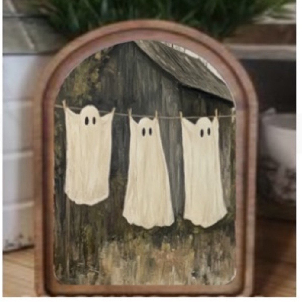 Halloween Decor Ghost Wooden Wall or Table Decor New Handmade